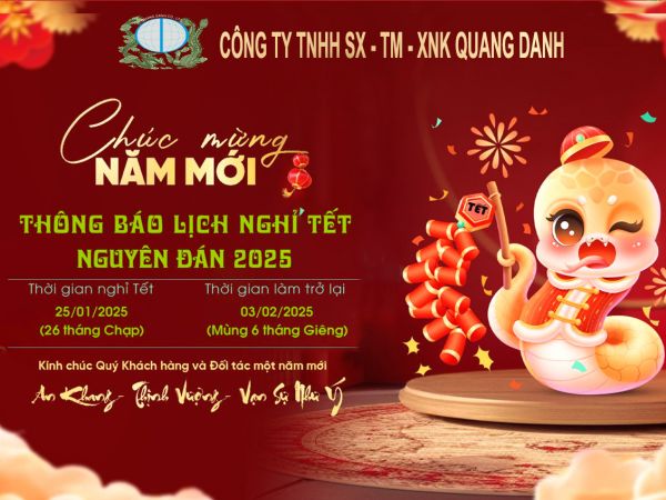 THÔNG BÁO v/v NGHỈ TẾT NGUYÊN ĐÁN 2025 - CÔNG TY QUANG DANH