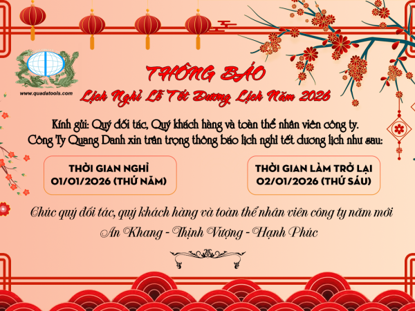 THÔNG BÁO NGHỈ LỄ TẾT DƯƠNG LỊCH 2026